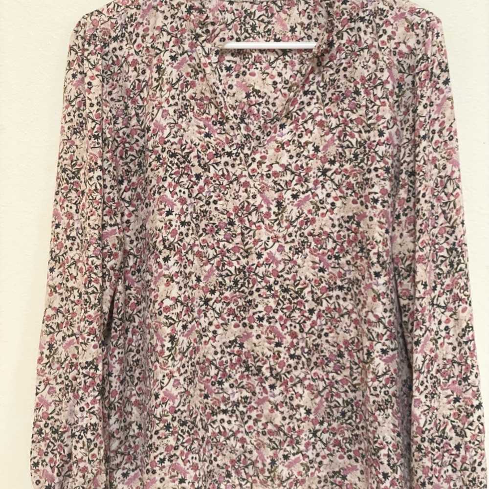 Fitted Pink Long Sleeve Blouse